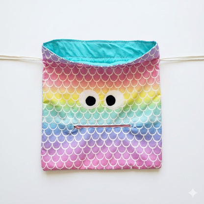 Chomper Buddy  Drawstring bag,  Slumber Bag,  Dementia Alzheimer's, Mermaid Scales