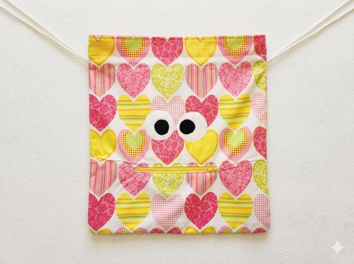 Chomper Buddy  Drawstring bag, Dementia Alzheimer's,  Slumber Bag,  Bag Hearts