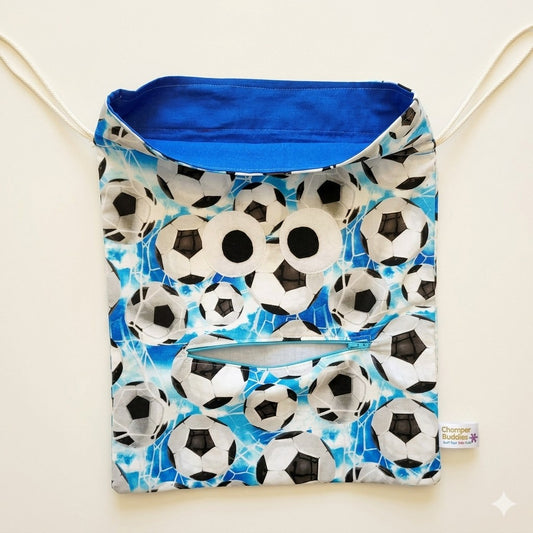 Chomper Buddy Drawstring bag, Demetia Alzheimer's  Slumber Bag  Soccer