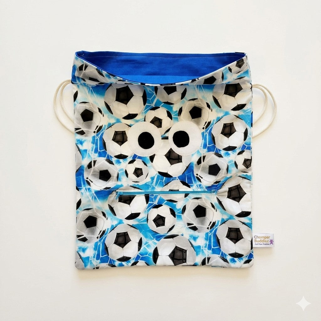 Chomper Buddy Drawstring bag, Demetia Alzheimer's  Slumber Bag  Soccer