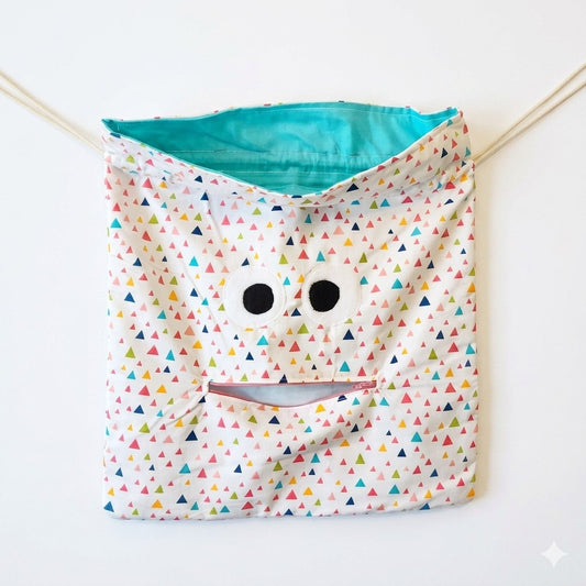 Chomper Buddy Drawstring bag, Slumber Bag,  Dementia Alzheimer's, Multi color triangles