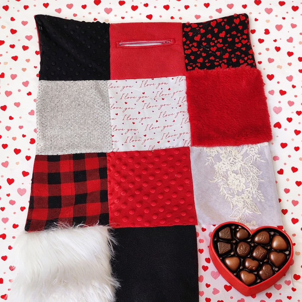 Sensory Blanket- Red Hearts Theme fidget lap blanket Dementia