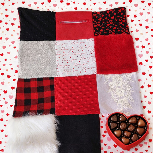 Sensory Blanket- Red Hearts Theme fidget lap blanket Dementia